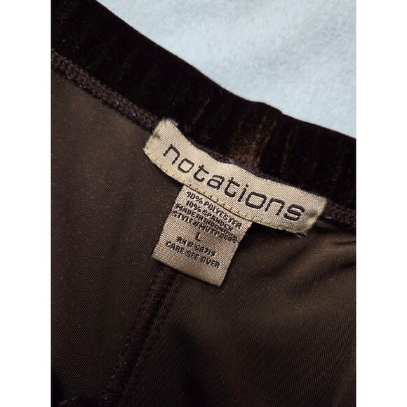 Vintage Y2K Velour Velvet Pants Notations Large Brown High Waist 90s Stretch - Picture 4 of 8